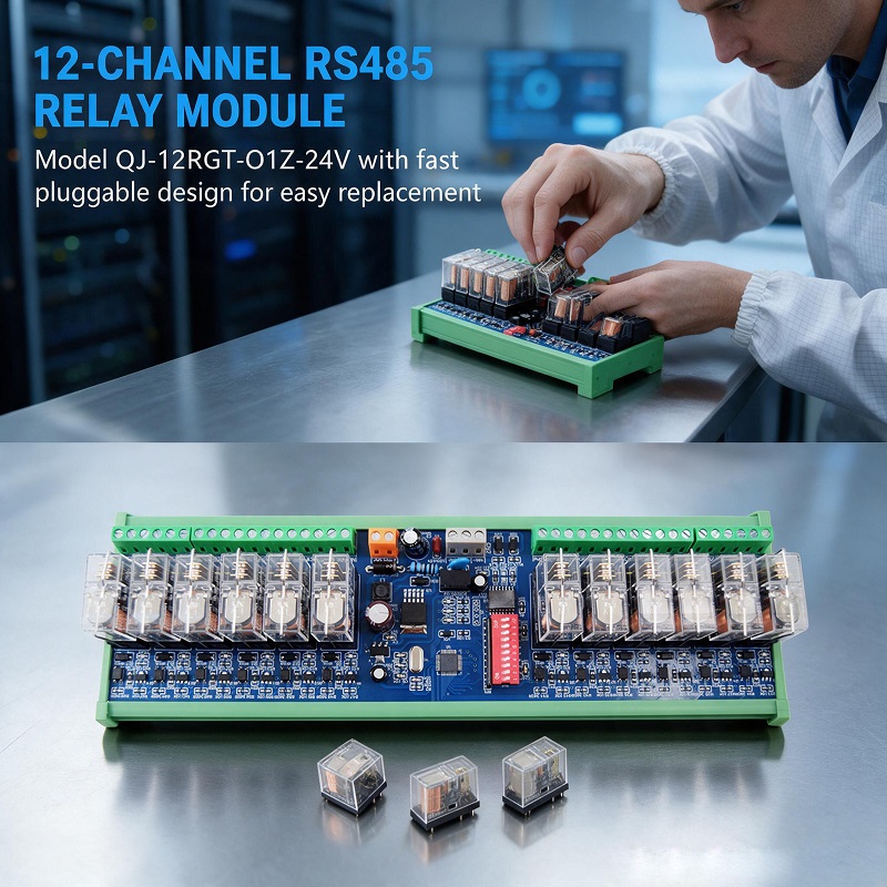 Home Automation Industry - QINGJUN 12-kanaals RS485 communicatie relaismodule, Modbus