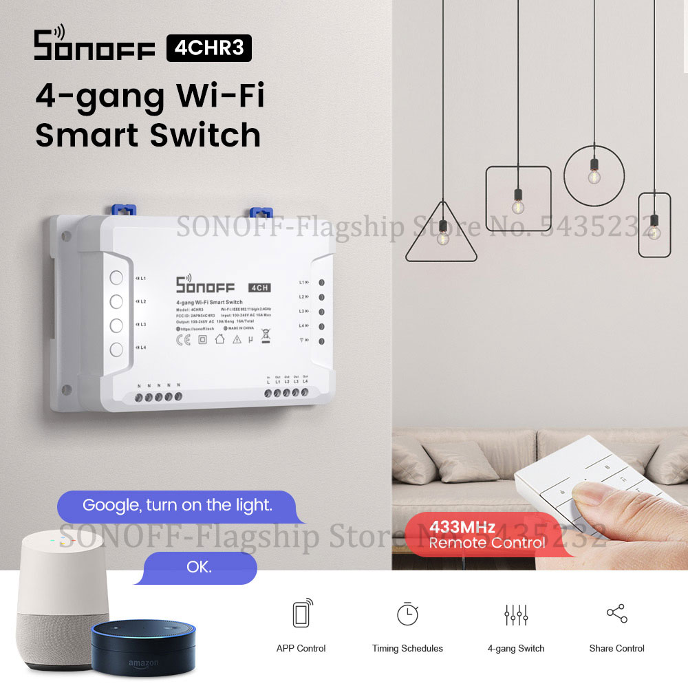 Home Automation Ideas - Itead Sonoff 4CH R3 Wifi Draadloze